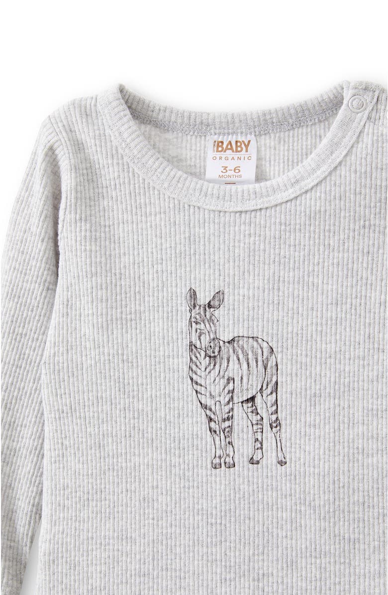 Cotton On Kids Organic Pointelle Long Sleeve Bubbysuit, Alternate, color, Cloud Marle Ziggy Zebra