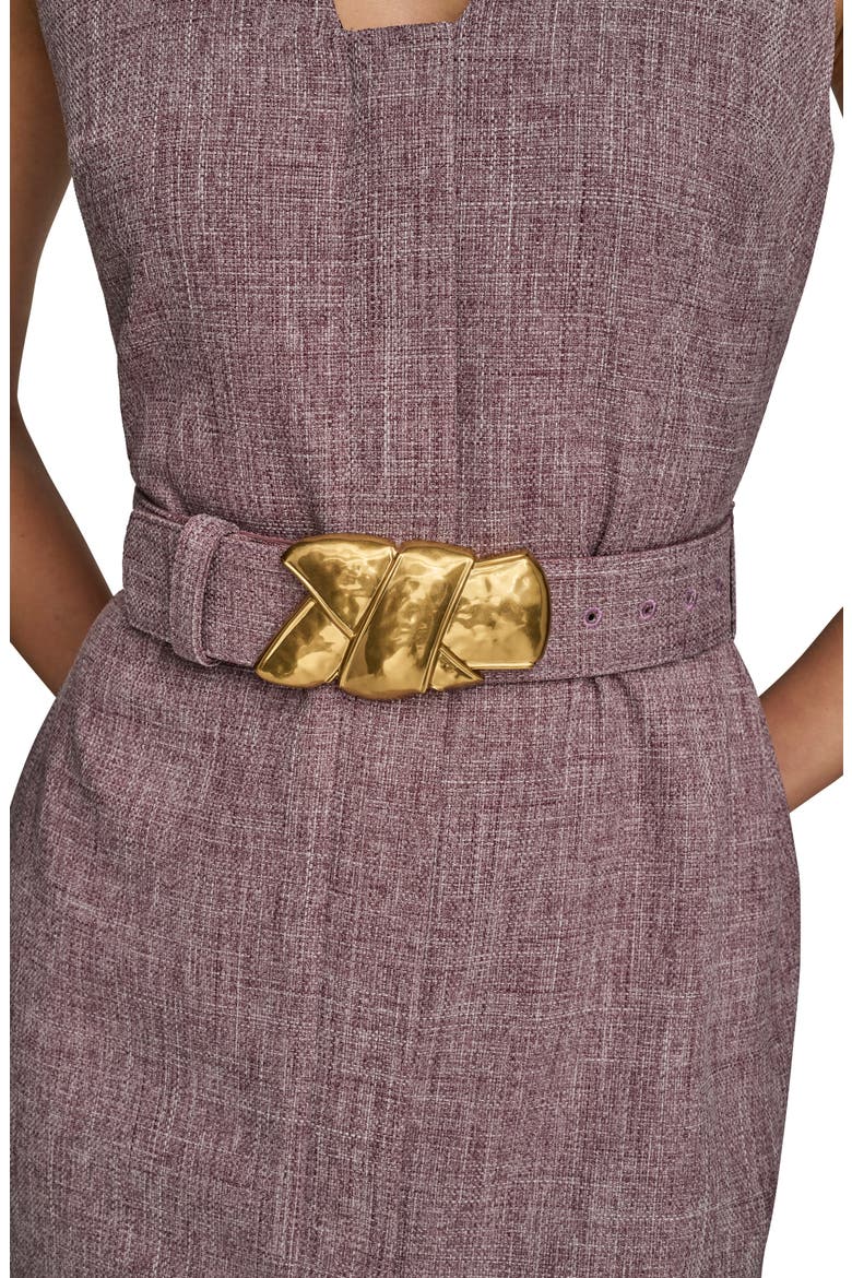 Sleeveless Belted Sheath Dress, Alternate, color, PRUNE