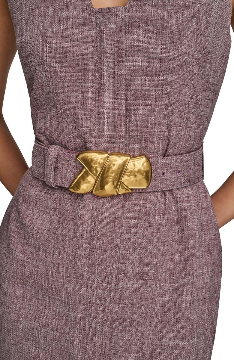 Donna Karan New York Sleeveless Belted Sheath Dress, Alternate, color, Prune