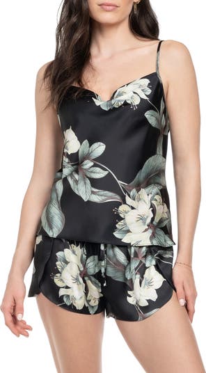 Harriet Floral Lace Trim Satin Chemise