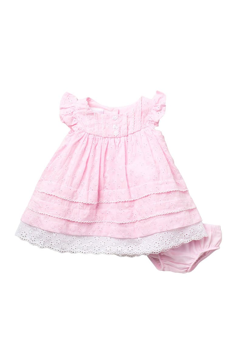 GERSON & GERSON Curved Yoke Eyelet Dress, Main, color, 