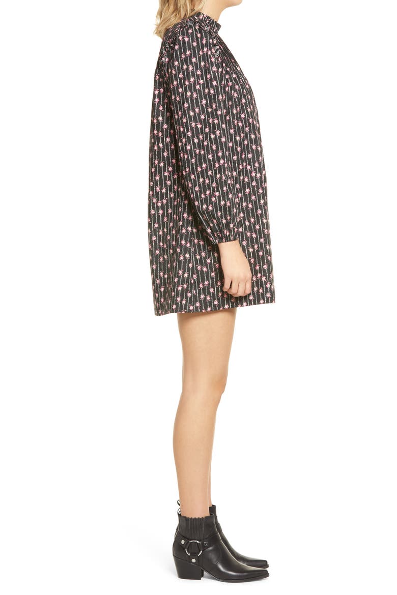 Wales Floral Stripe Long Sleeve Shift Dress, Alternate, color, BLACK WALLPAPER FLORAL