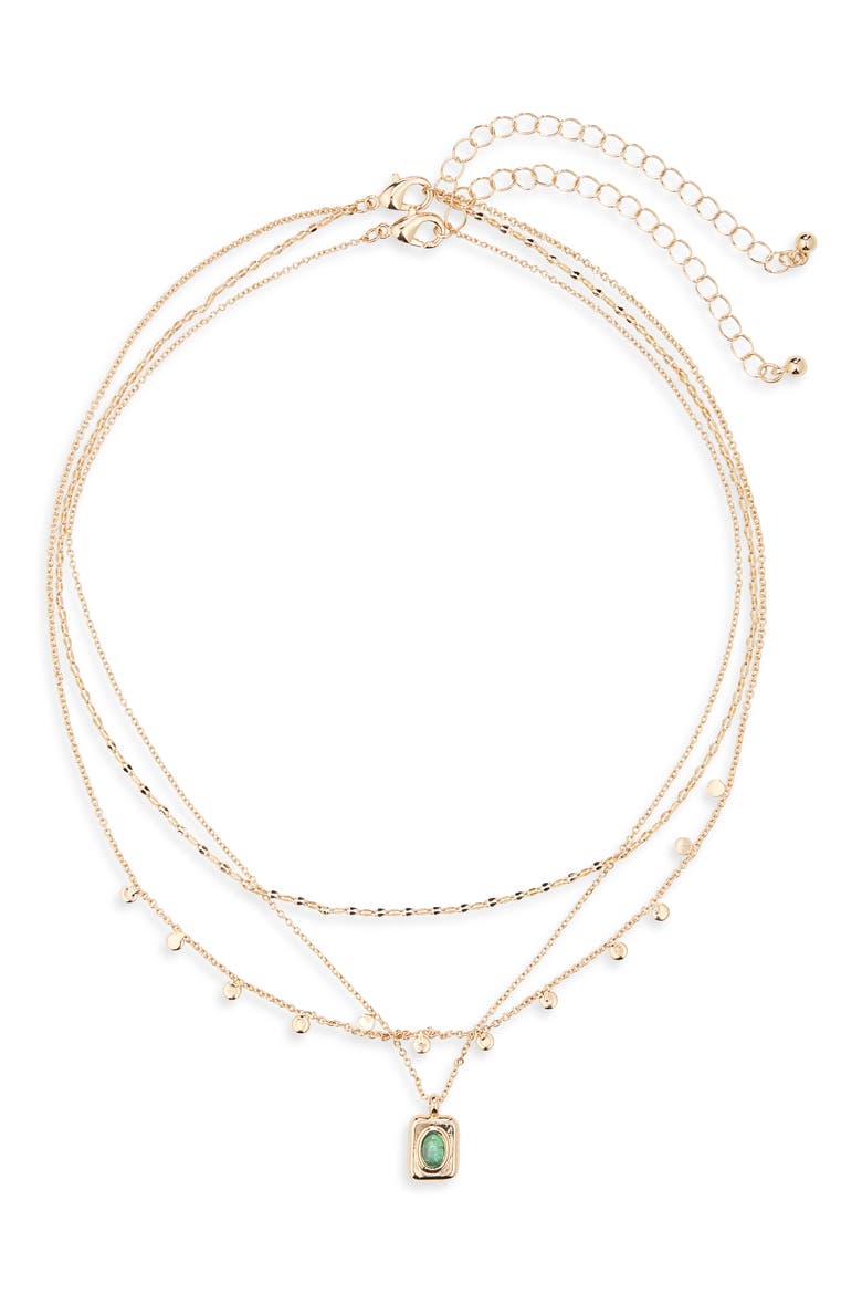 Set of 2 Pendant & Layered Chain Necklaces, Main, color, GOLD