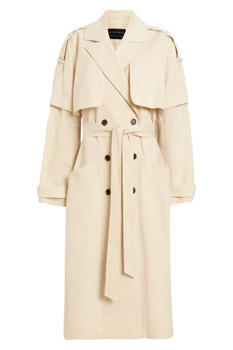 Clyde Double Breasted Trench Coat, Alternate, color, ECRU WHITE