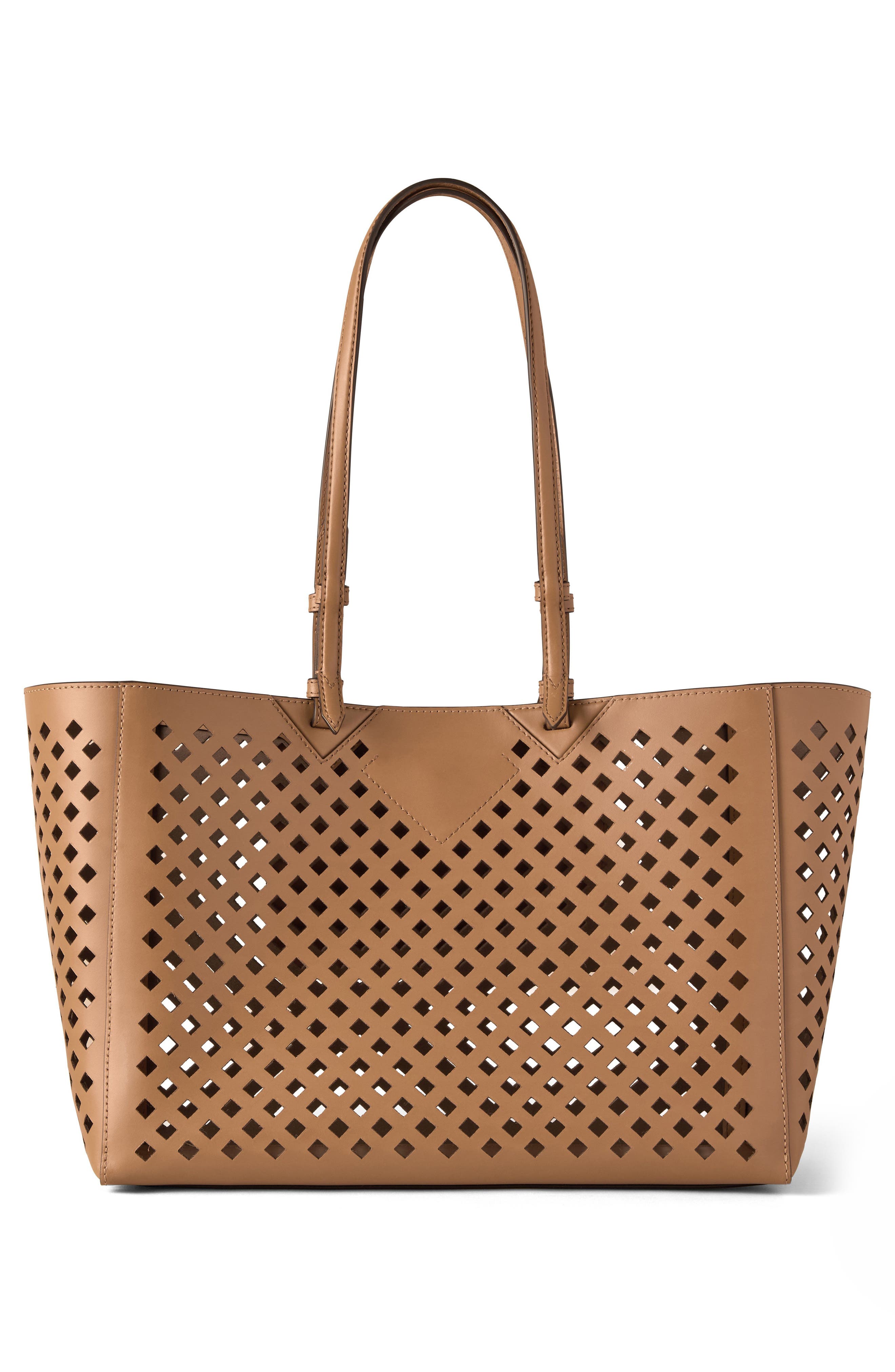 Perforated Leather Tote, Alternate, color, TOFFEE