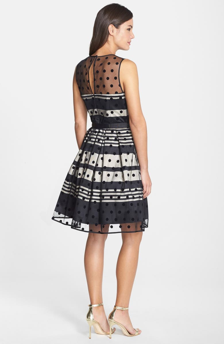 Eliza J Illusion Dot Charmeuse Fit & Flare Dress, Alternate, color, 