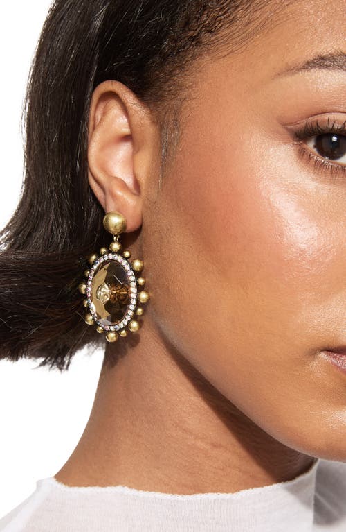 Kurt Geiger London Eagle Head Crystal Drop Earrings In Gold