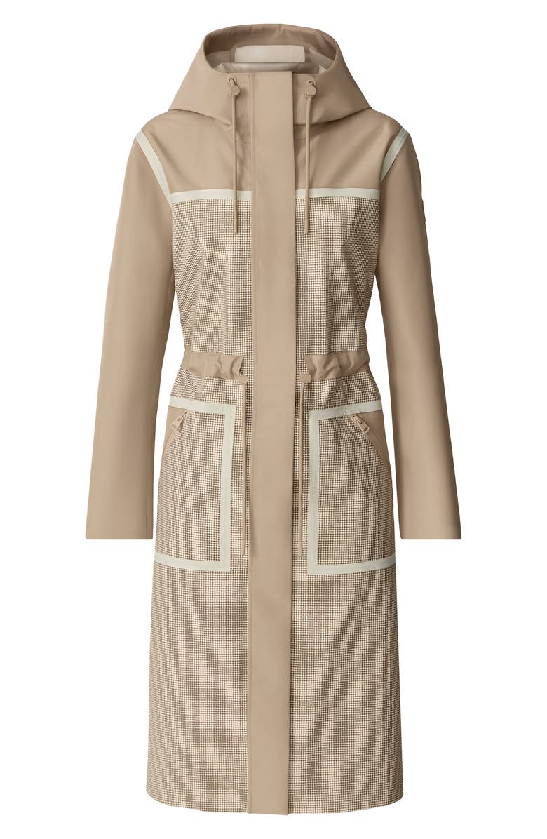 Mackage Jana-HT Houndstooth 3-Layer Tech Raincoat, Alternate, color, Light Camel-Cream