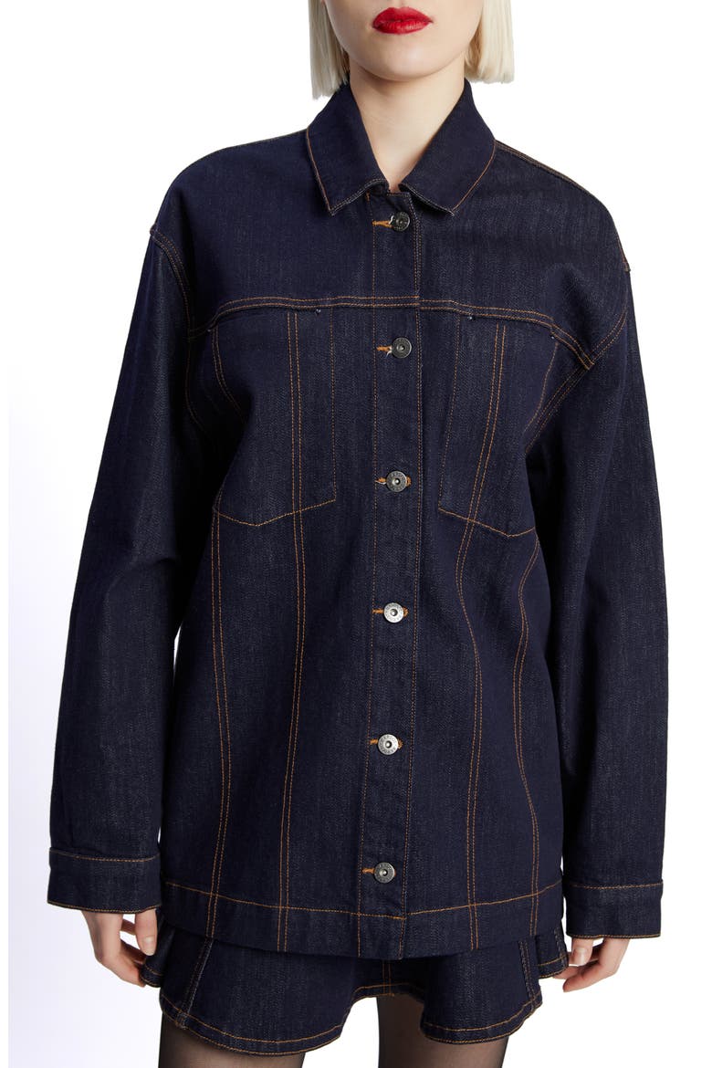 Keely Oversize Denim Jacket, Main, color, DARK