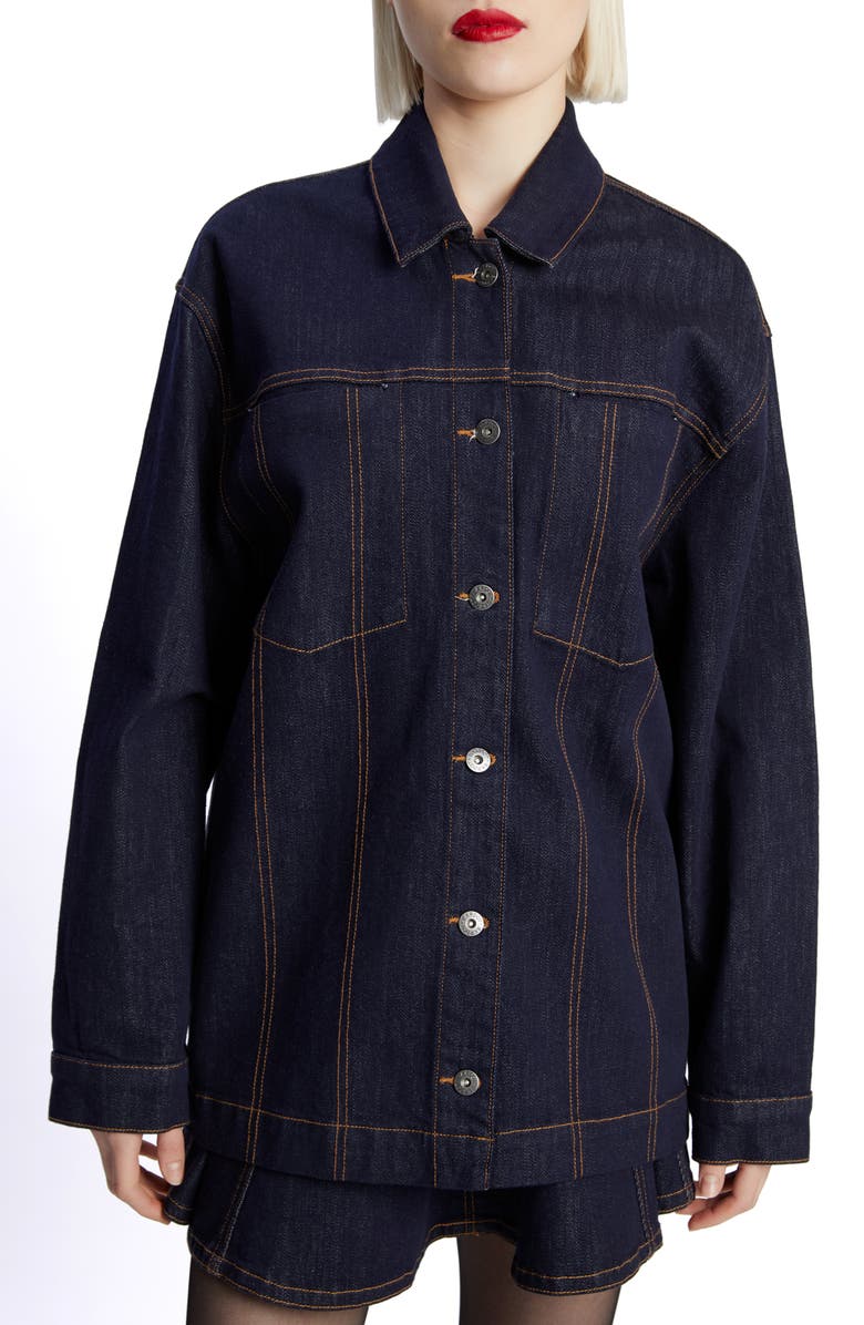 Bardot Keely Oversize Denim Jacket, Main, color, Dark
