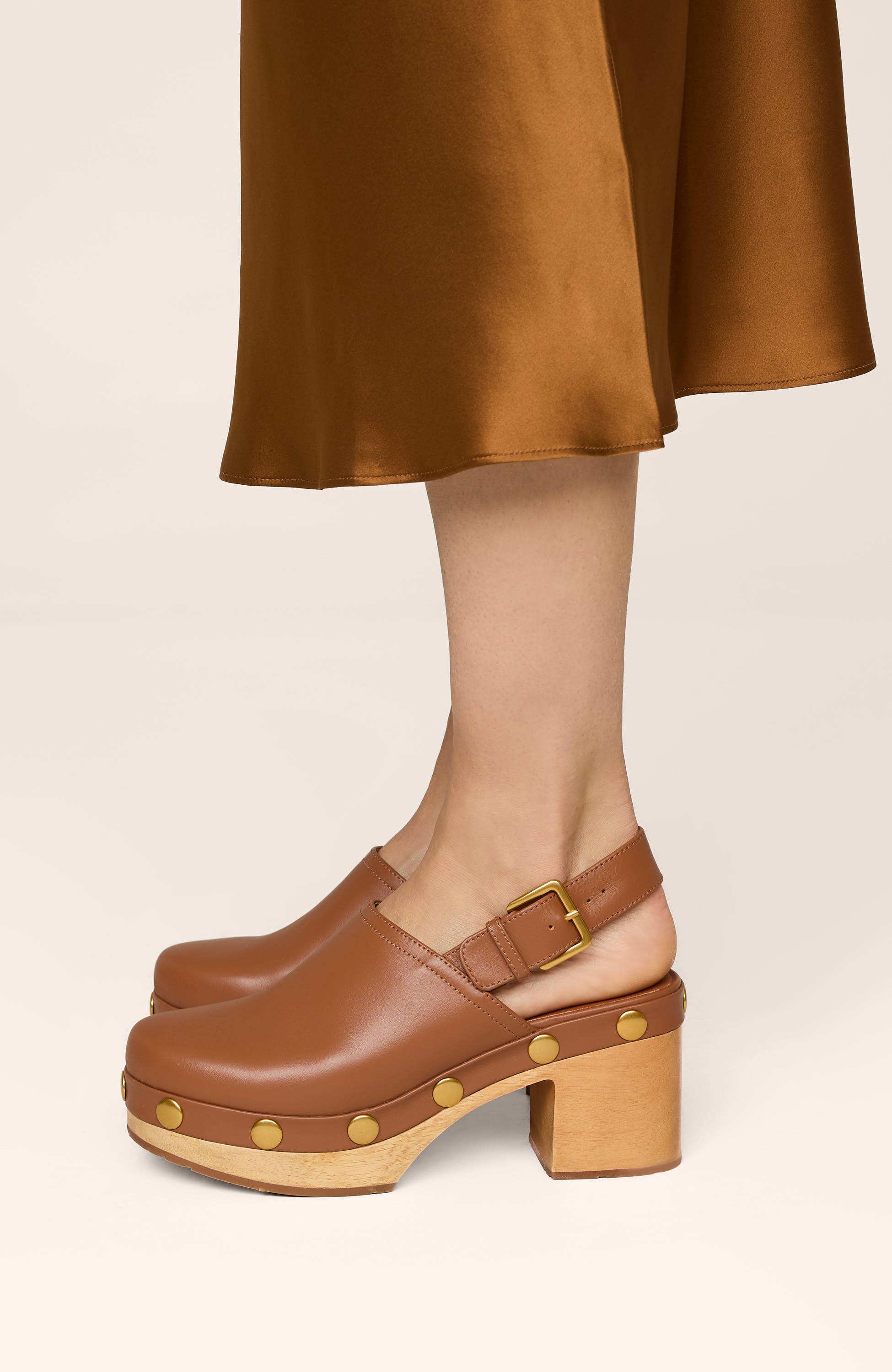 Jori Slingback Platform Studded Clog, Alternate, color, Luggage