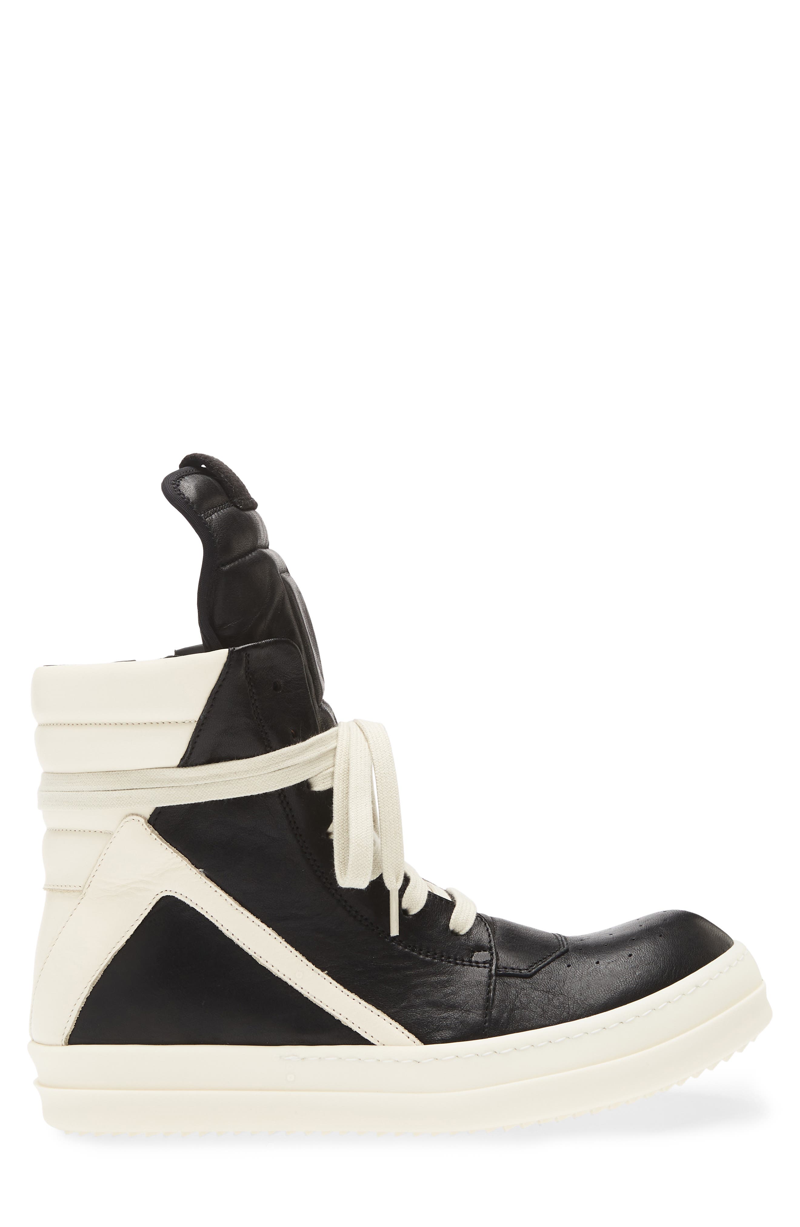 Rick Owens Geobasket High Top Sneaker, Alternate, color, Black/ Milk/ Milk