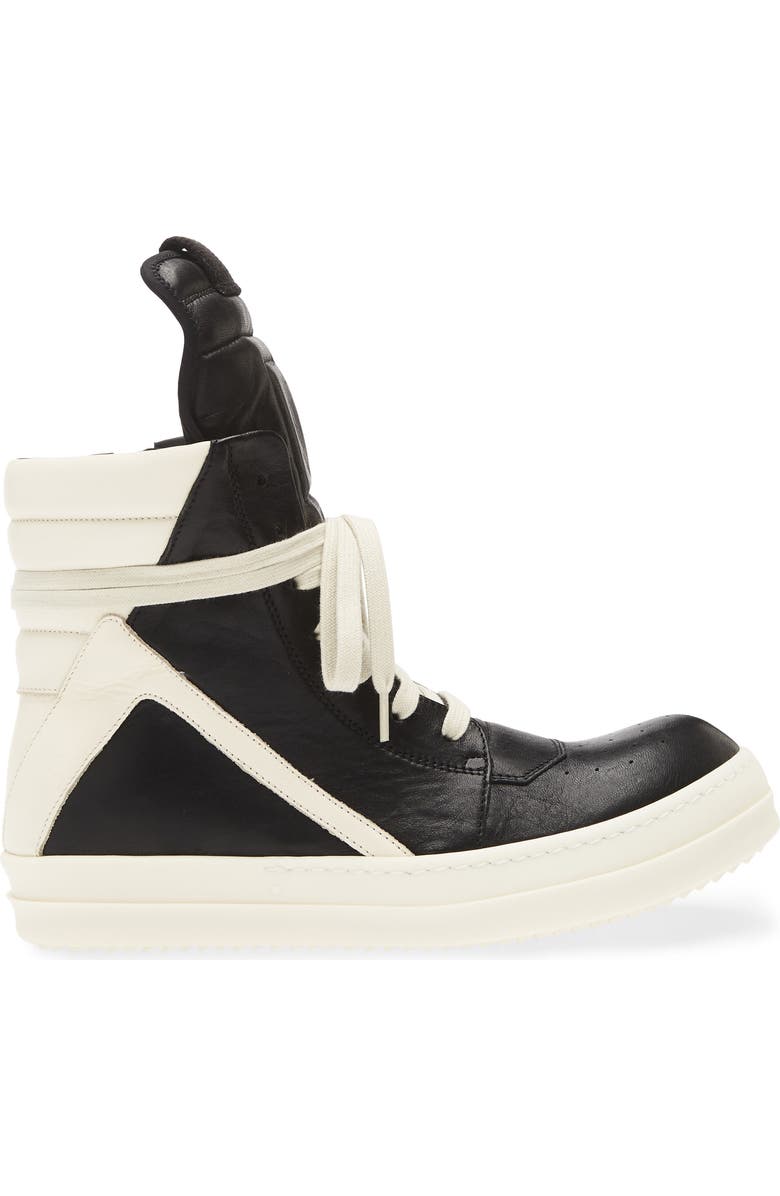 Rick Owens Geobasket High Top Sneaker, Alternate, color, Black/ Milk/ Milk