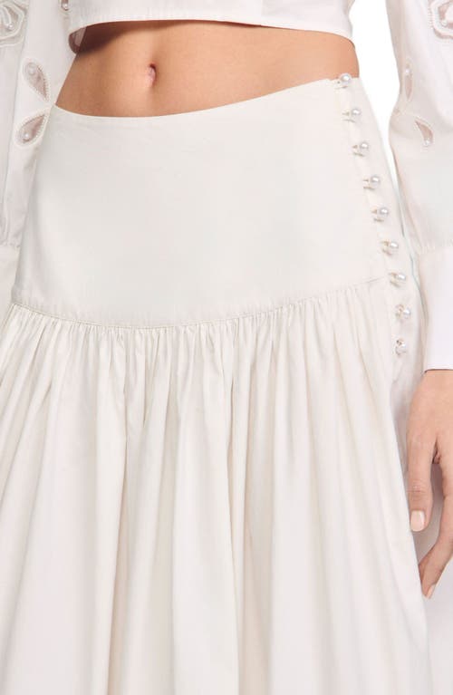 Sandro Edonie Embroidered Midi Skirt In Ecru