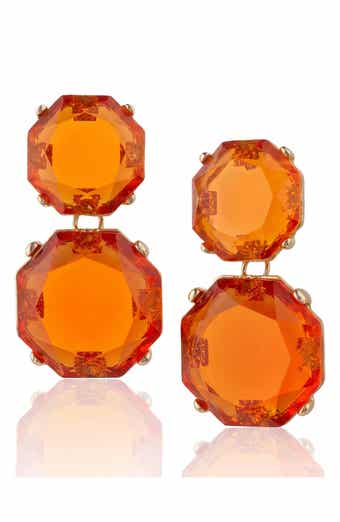 Faceted Double Drop Statement Earrings