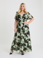 Scarlett & Jo Isabelle Abstract Angel Sleeve Dress