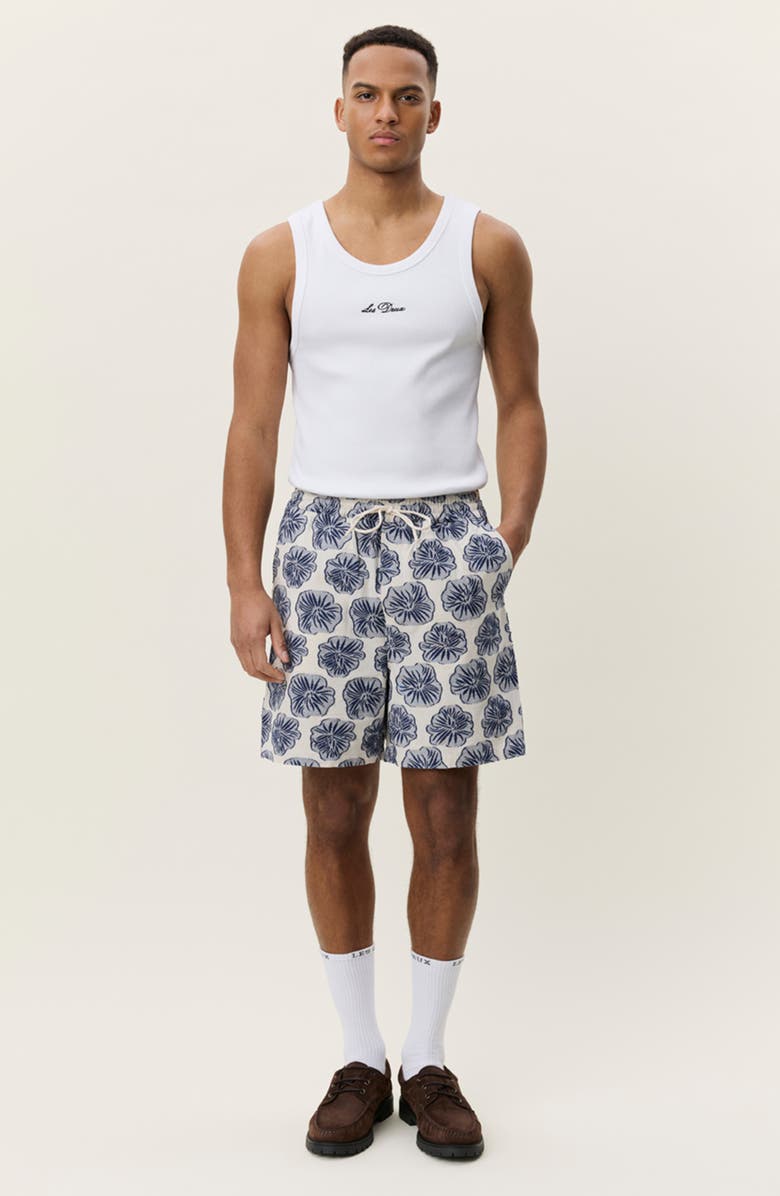 Les Deux Dahlia Jacquard Drawstring Shorts, Alternate, color, Dark Denim Blue