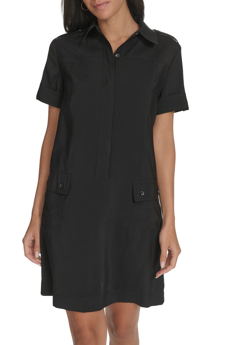 Calvin Klein Roll Cuff Short Sleeve Shirtdress, Main, color, 