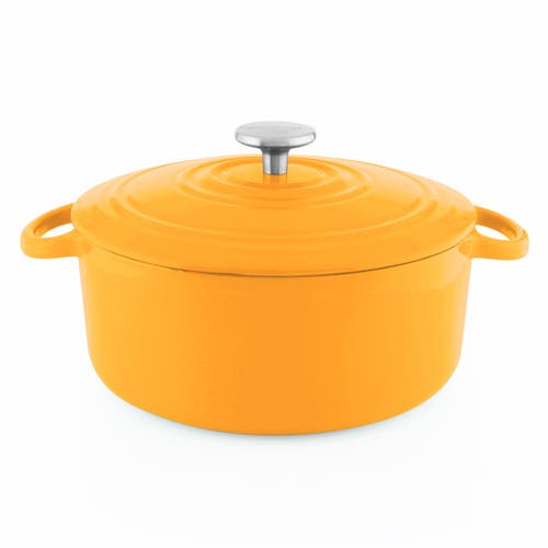 Chantal 5.6 Qt Round Cast Iron Dutch Oven In Yellow
