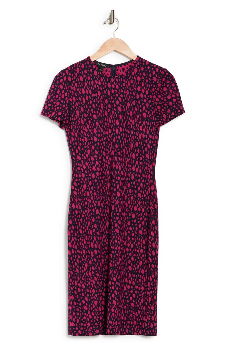 St. John Collection Leopard Print Jacquard Dress, Alternate, color,