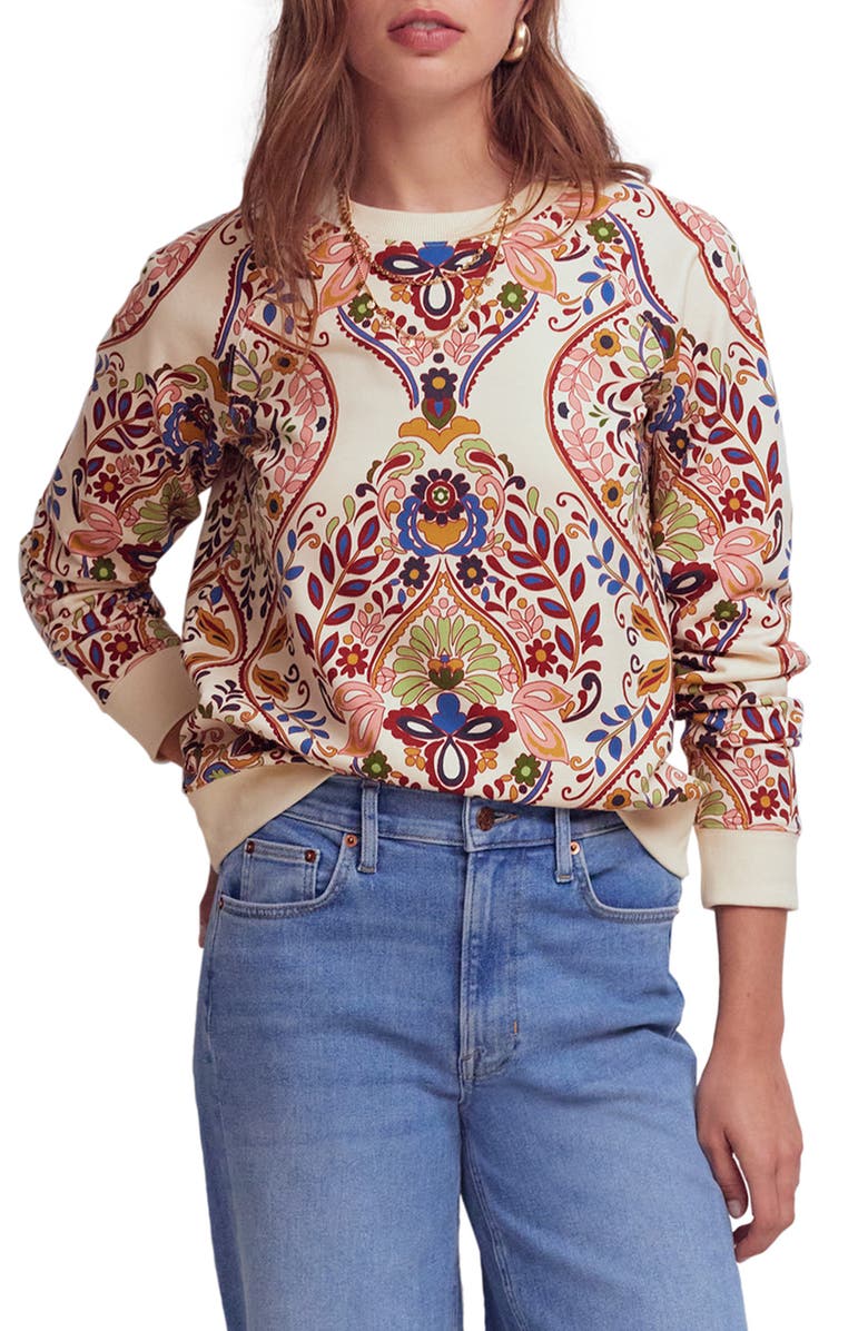 Boden Rosa Print Sweatshirt, Main, color, Multi Enchanted Gardenia