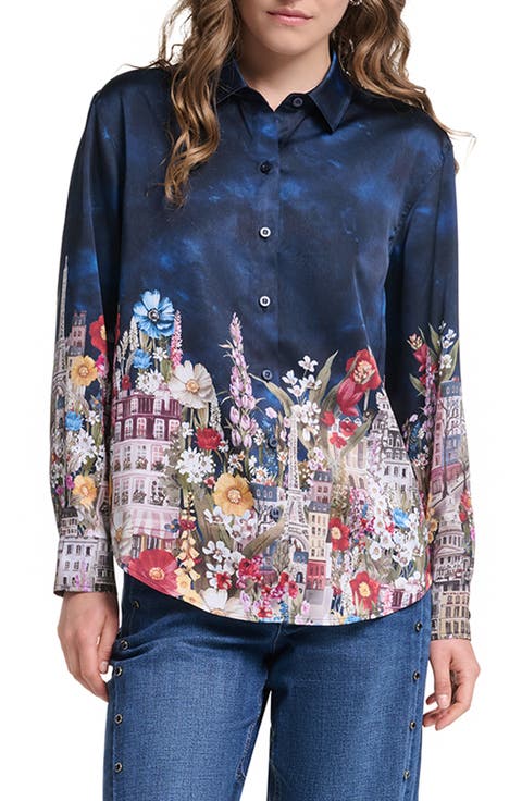Eiffel Tower Button-Up Top