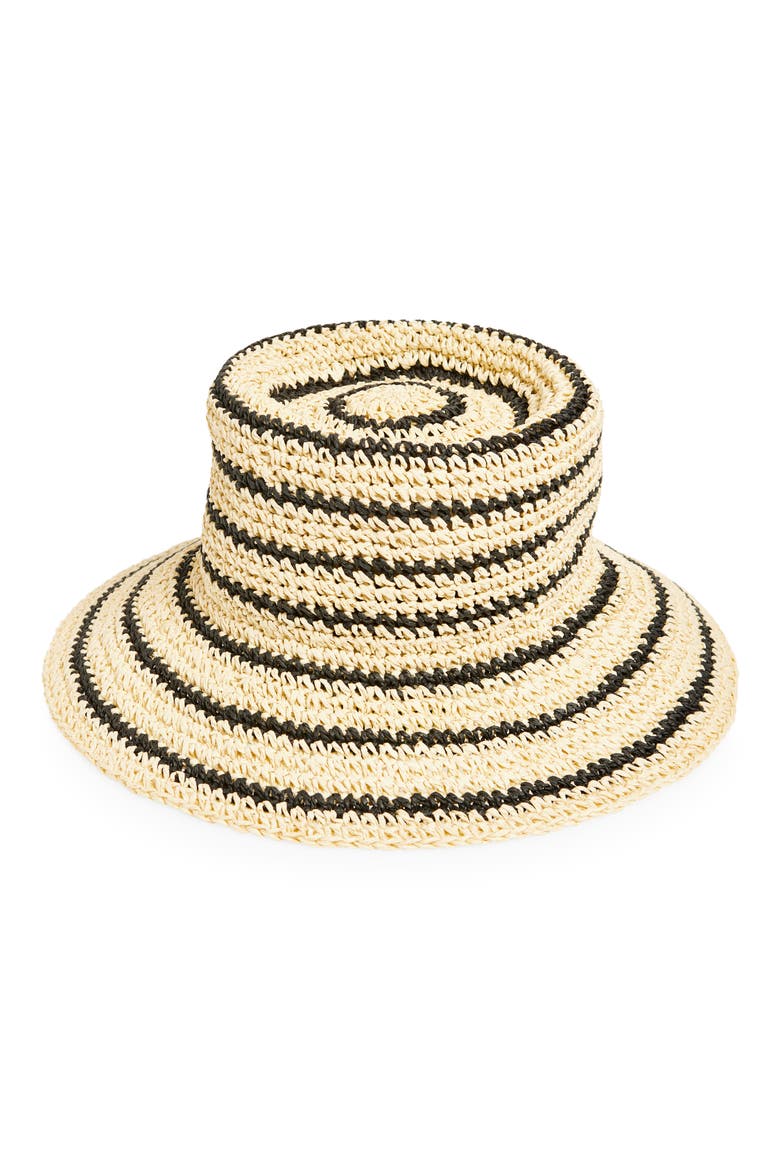 Stripe Packable Lantern Hat, Main, color, NATURAL COMBO