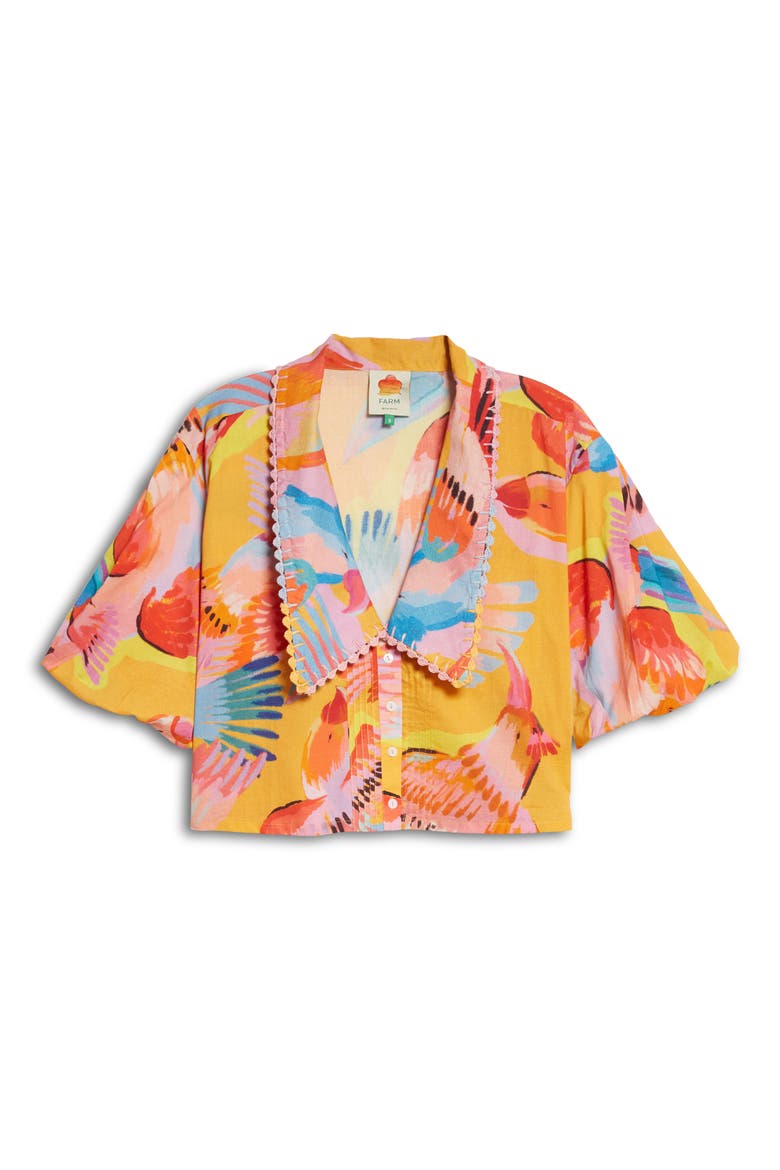 Women's Macaw Crop Blouse, Alternate, color, NEON MACAWS