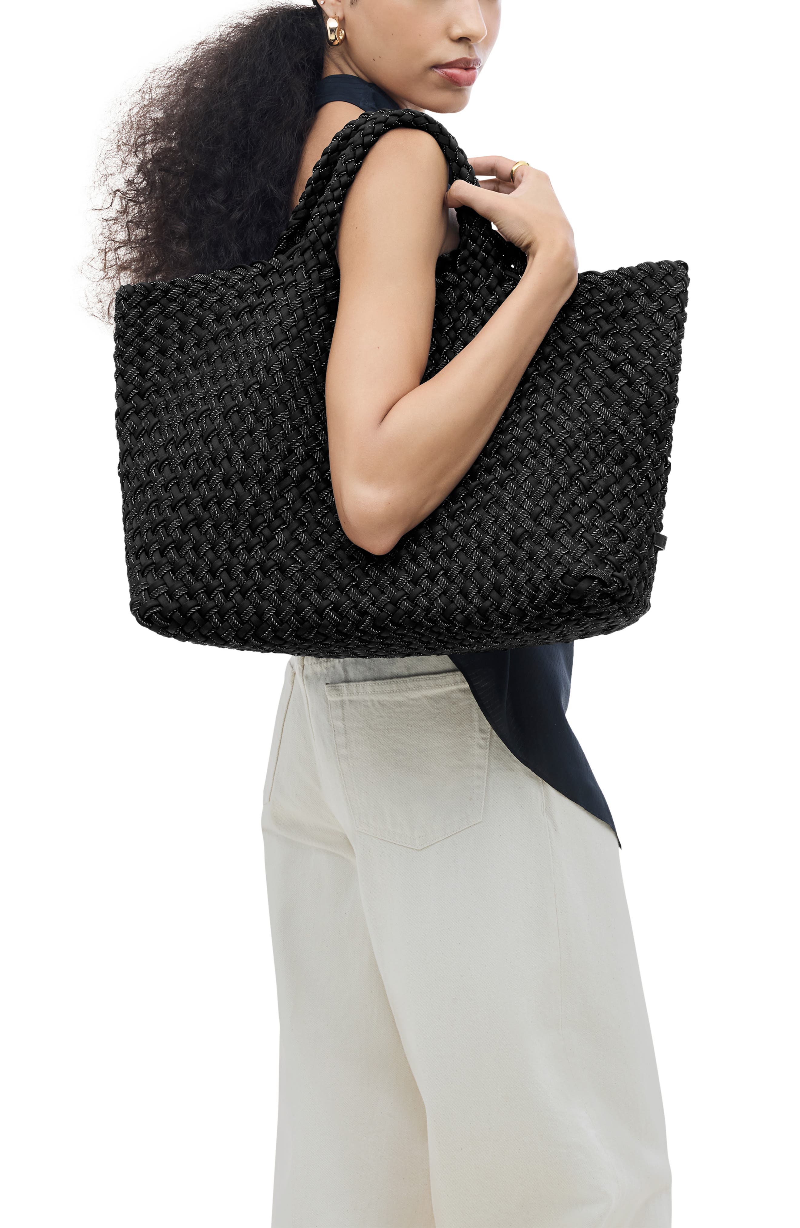 St. Barths Large Woven Tote, Alternate, color, JET