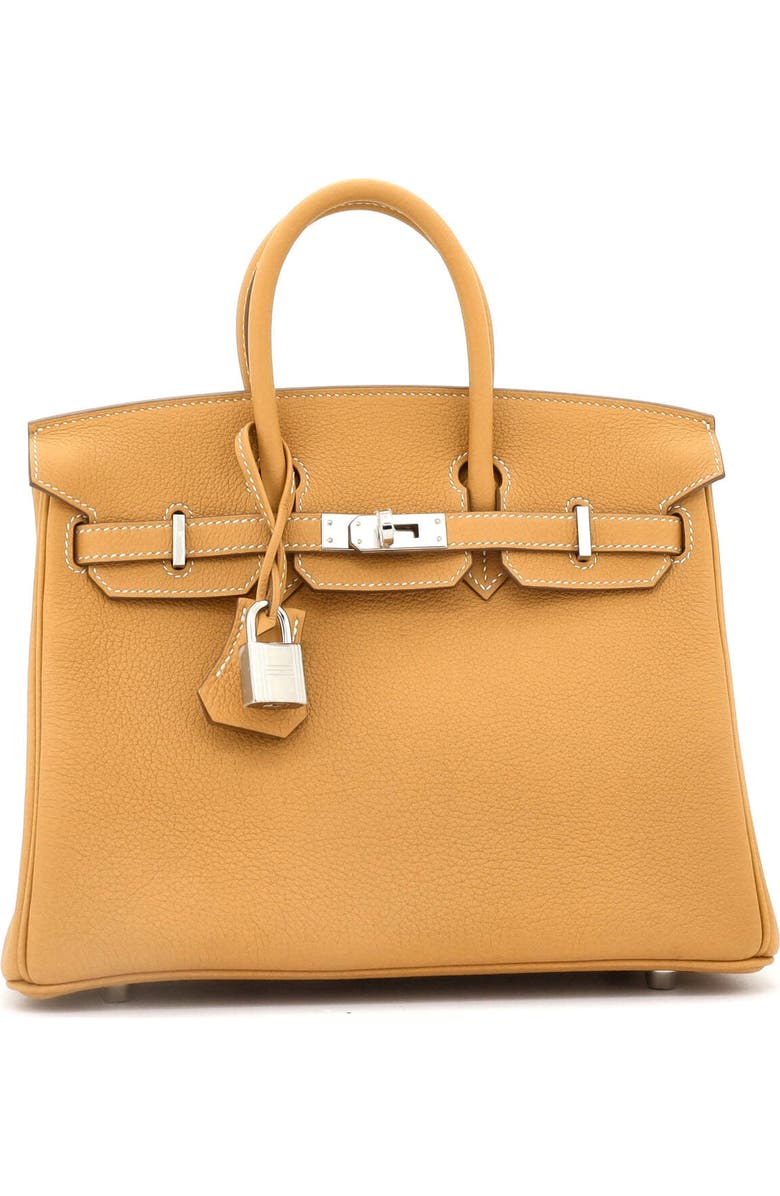 Pre-Owned Hermes Birkin Handbag Brown Clemence with Palladium Hardware 25, Alternate, color, Natural Sable