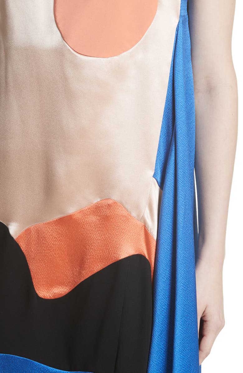 Roksanda Nakato Hammered Silk, Satin and Crêpe de Chine Midi Dress, Alternate, color, 