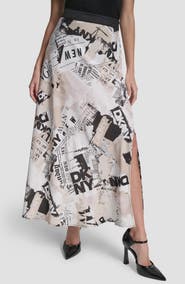 DKNY Newspaper Print Maxi Skirt