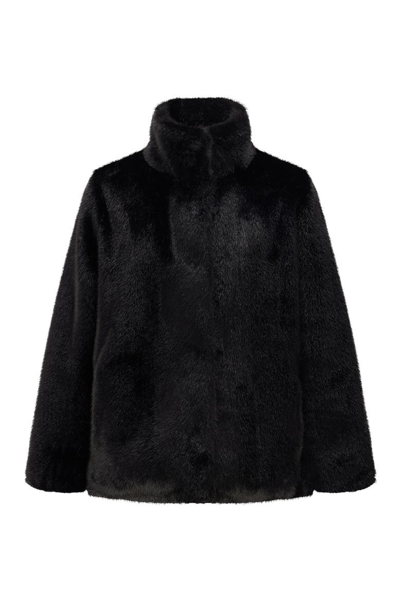 Fur-Free Mink (Faux Fur) Reversible Short Jacket, Alternate, color, BLACK/BLACK