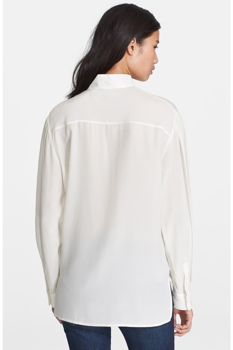 Button Neck Silk Blouse, Alternate, color, PORCELAIN