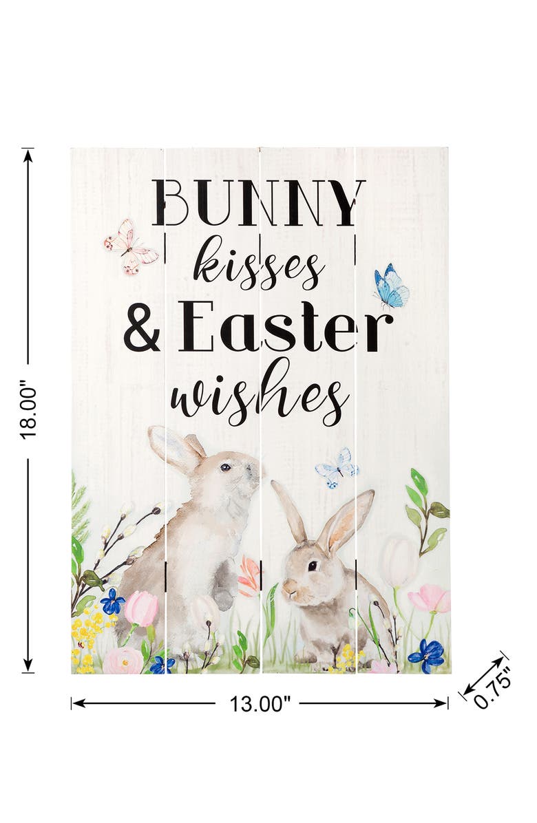 Glitzhome 18"H Easter Wooden Bunny Door Hanger, Alternate, color, White