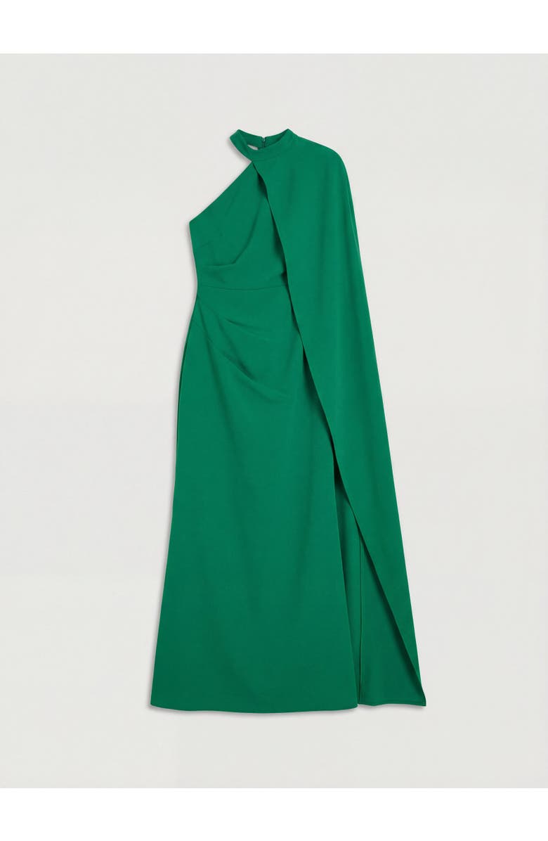 Karen Millen One Shoulder Cape Sleeve Maxi Dress, Alternate, color, Green