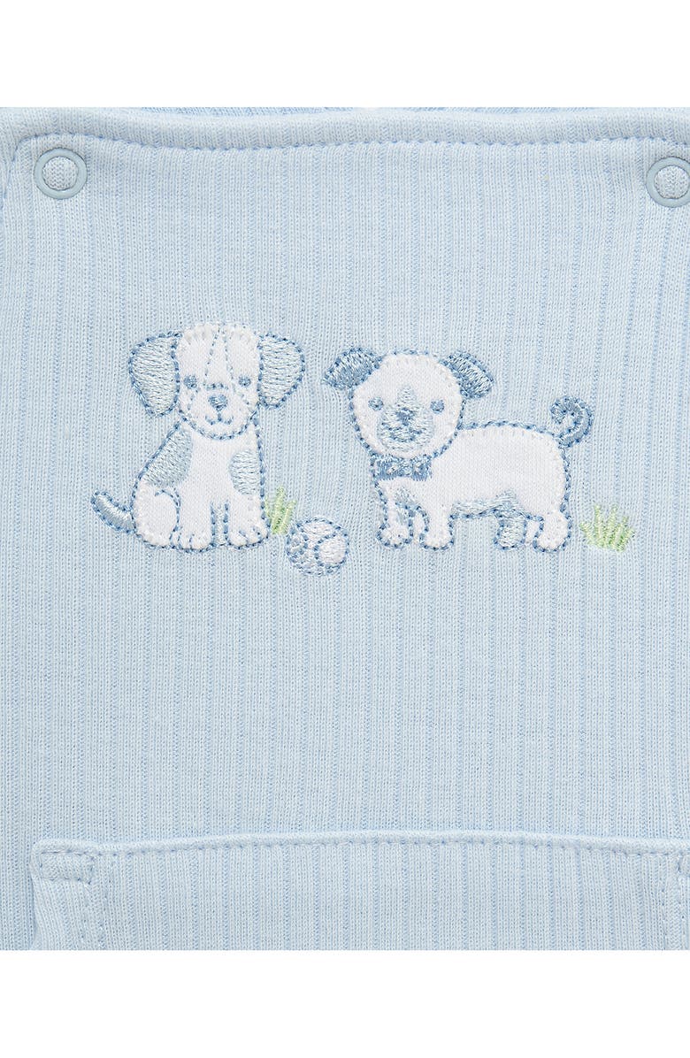 Little Me Stripe T-Shirt & Puppy Overalls Set, Alternate, color, Blue