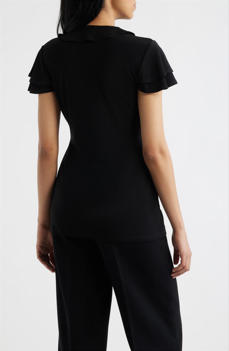 Anne Klein Ruffle Wrap Top, Alternate, color, Anne Black