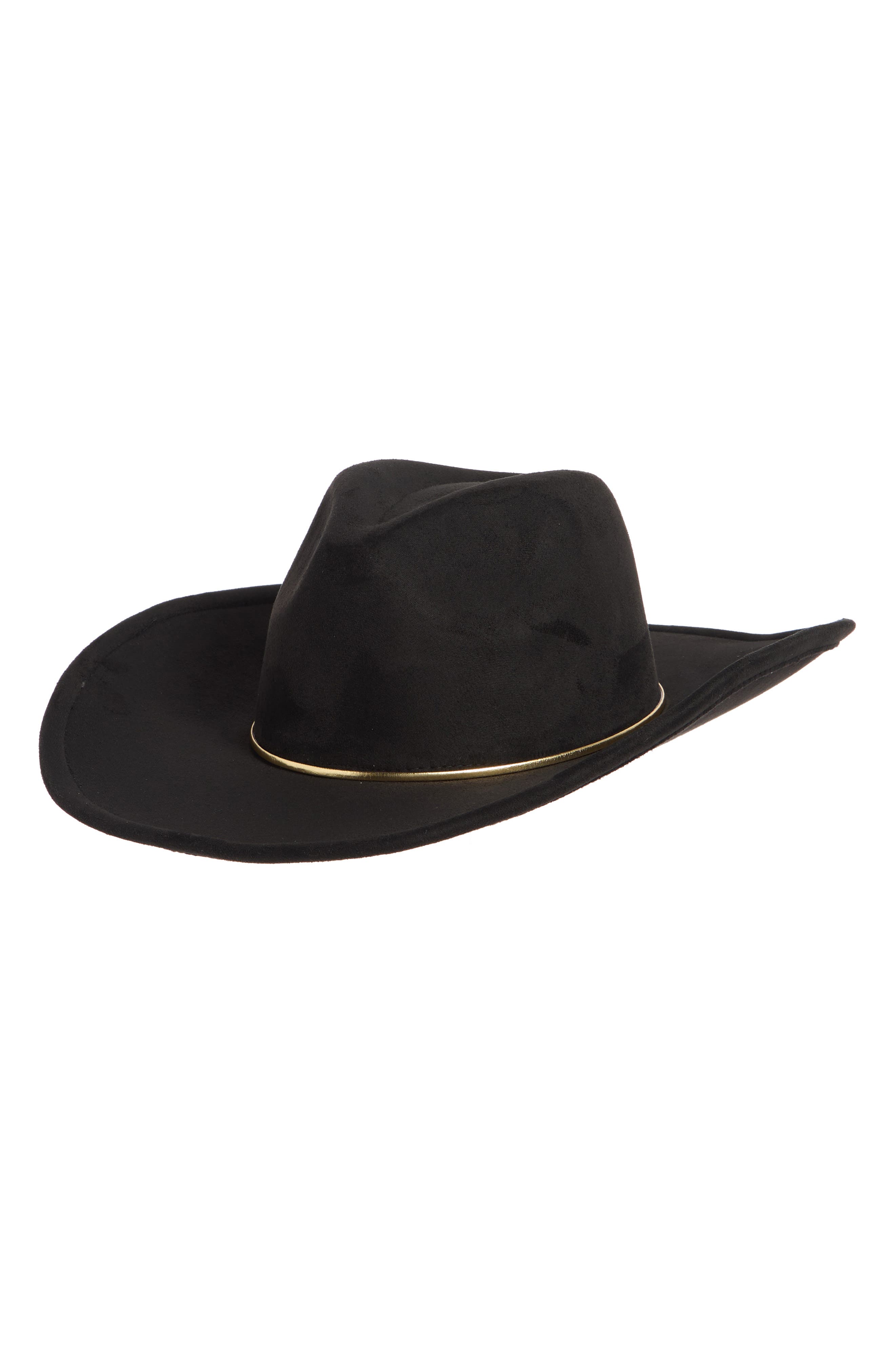 David & Young Gold Band Faux Suede Panama Hat