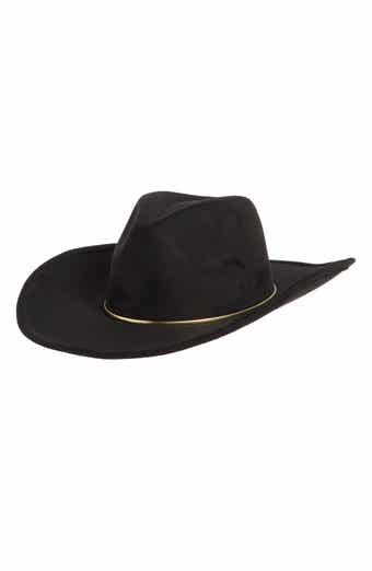 David & Young Gold Band Faux Suede Panama Hat