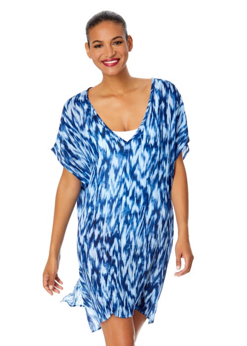 Anne Cole Tie Dye Ikat Easy Tunic Swimsuit Cover Up In Tie Dye Ikat