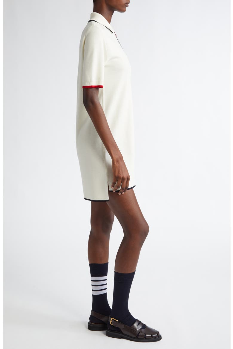 Stripe Detail Milano Knit Polo Sweater Dress, Alternate, color, WHITE