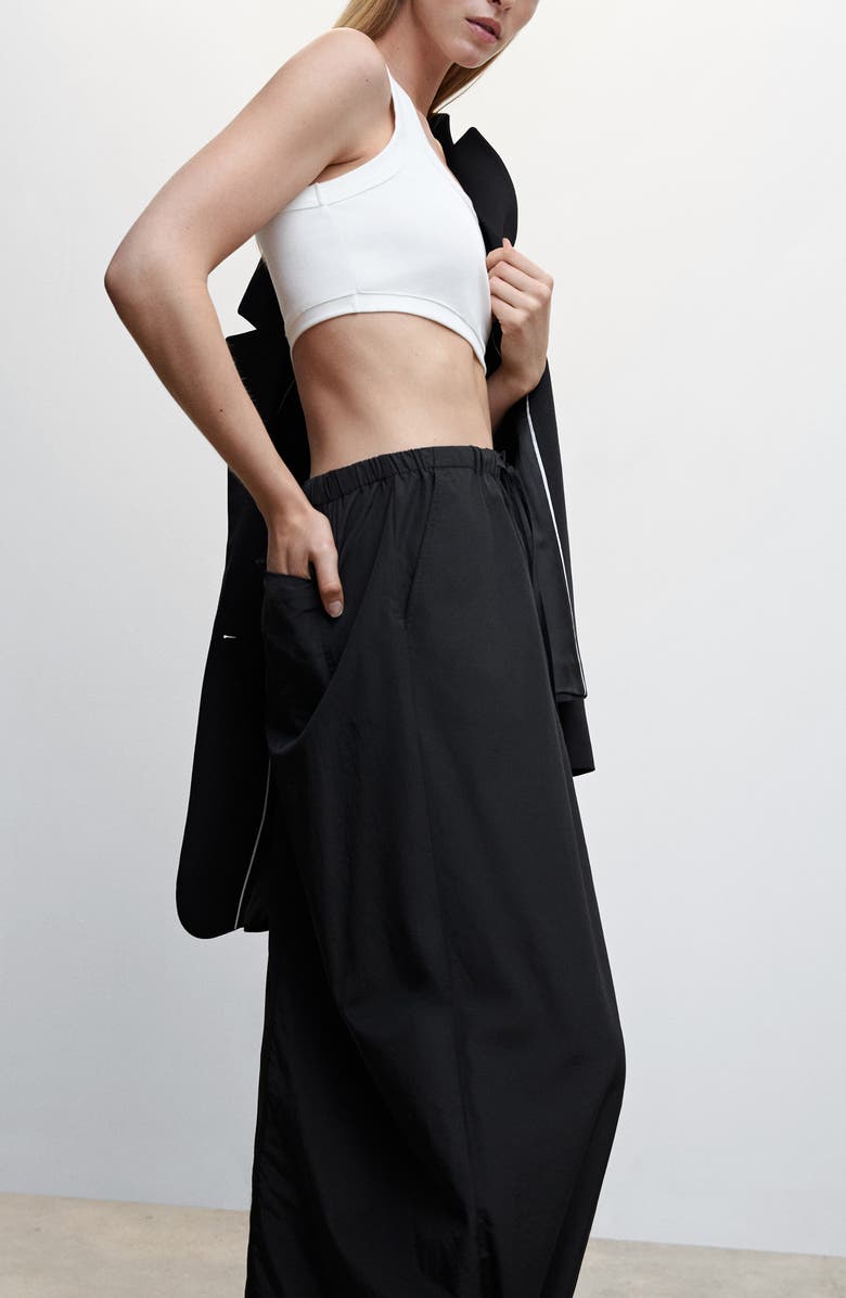 MANGO Tie Waist Parachute Midi Skirt, Alternate, color,