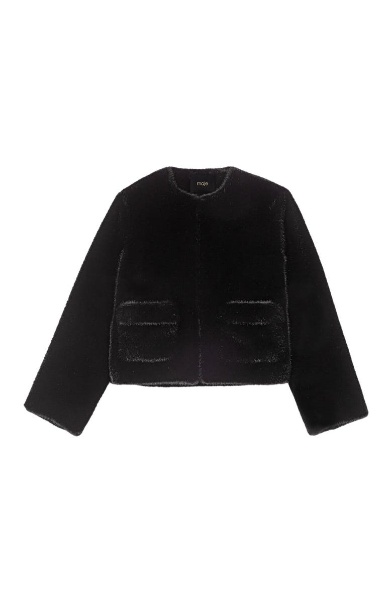 maje Short faux fur coat, Main, color, Black