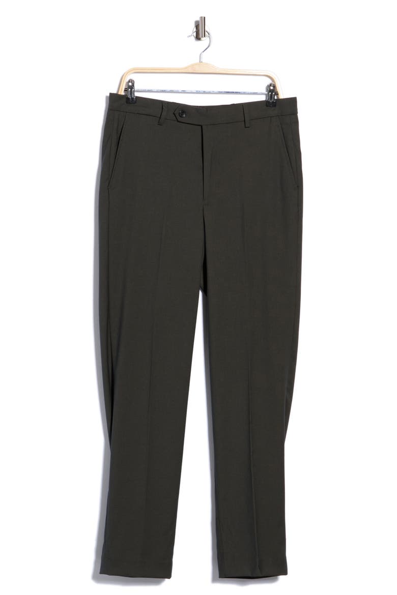 Solid Pleat Front Trousers, Main, color, GREEN