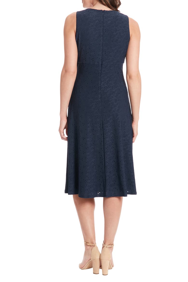 Eyelet Keyhole Fit & Flare Midi Dress, Alternate, color, NAVY BLAZER