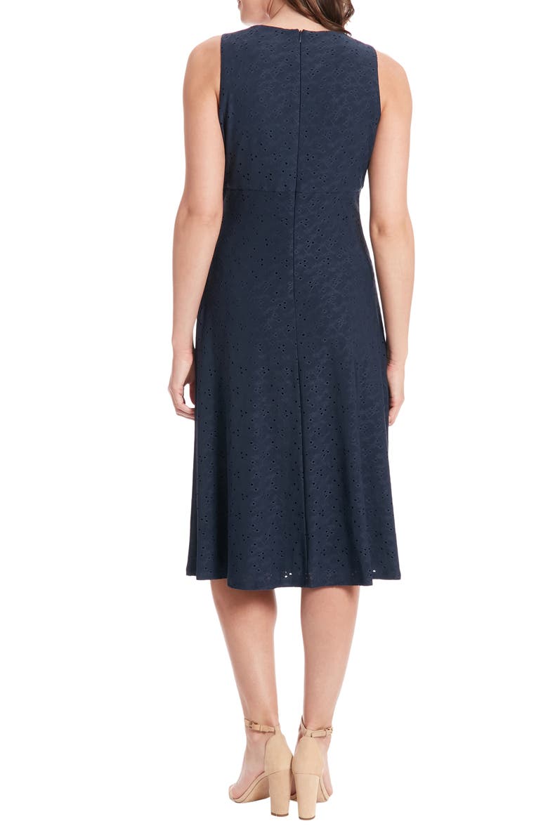 London Times Sleeveless Eyelet Dress, Alternate, color, Navy Blazer