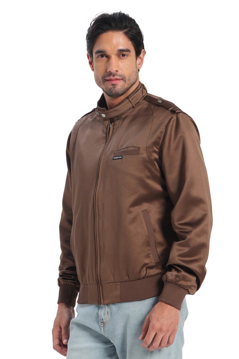 Men's Classic Satin Iconic Racer Jacket, Alternate, color, Brown