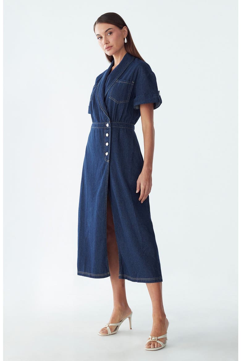 Sil Midi Dress, Alternate, color, Dark Blue Wash