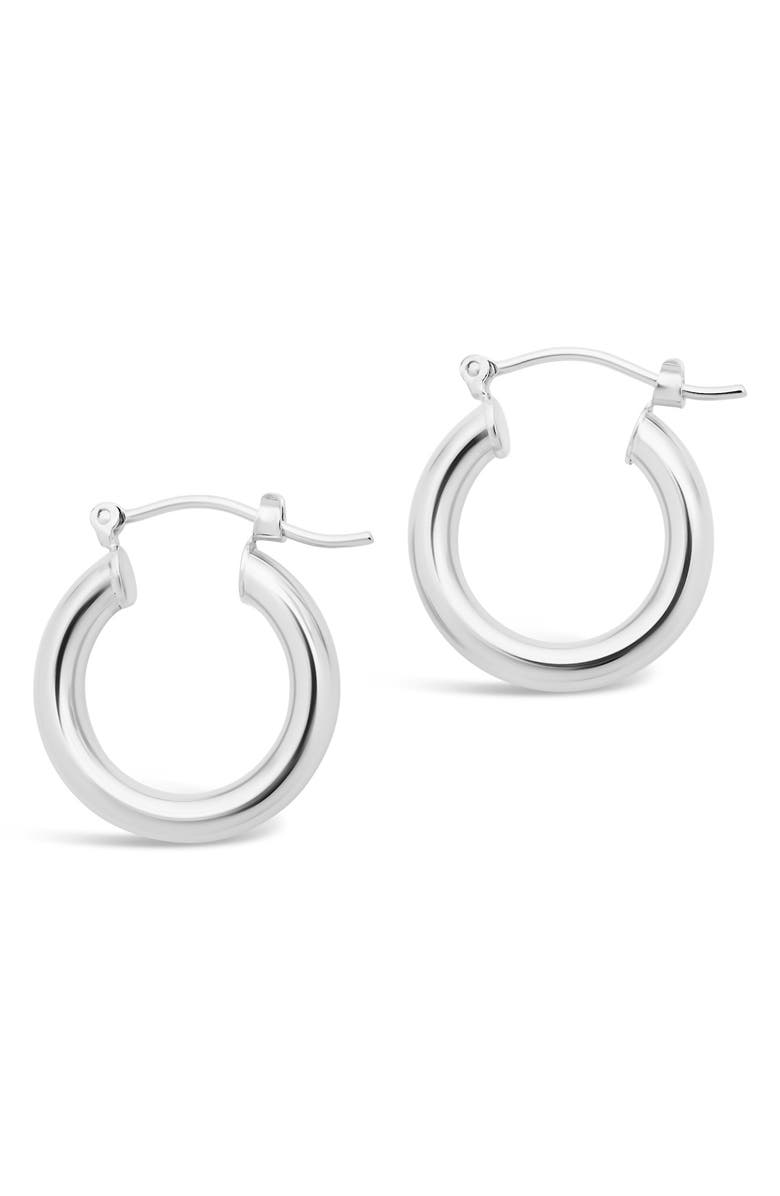 Sterling Forever Rhodium Plated Chunky Tube Hoop Earrings, Main, color, Silver